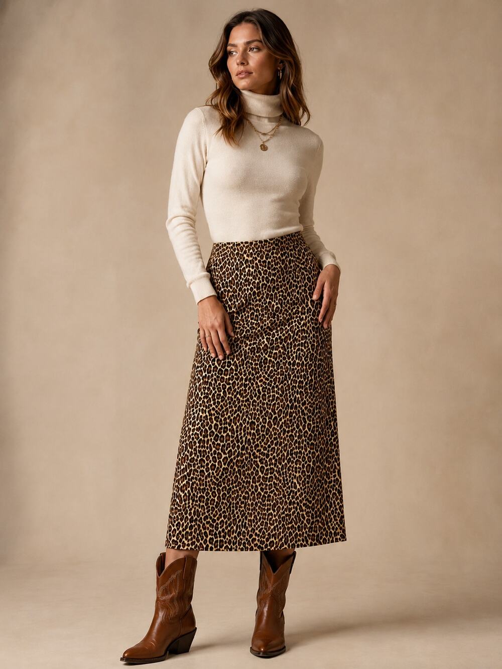 Briggs New York Leopard Print Midi Skirt Size 14 Animal Print Maximalist
